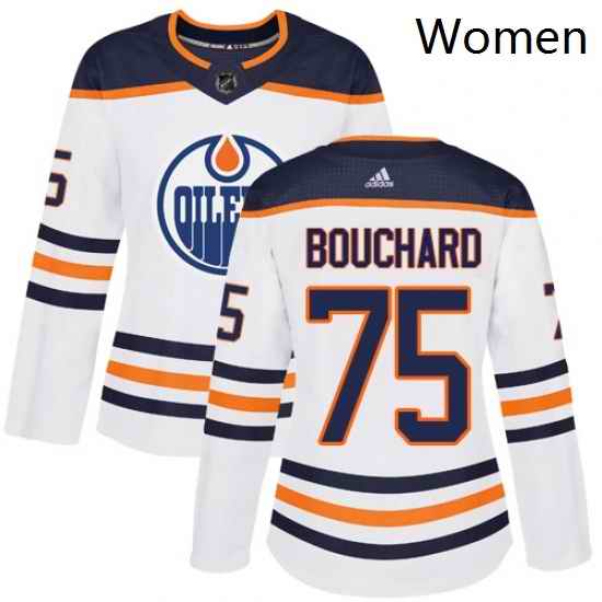 Womens Adidas Edmonton Oilers 75 Evan Bouchard Authentic White Away NHL Jersey